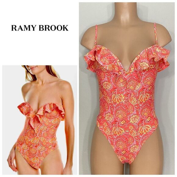New. Ramy Brook floral one piece swimsuit. Normally $258 - Picture 1 of 15
